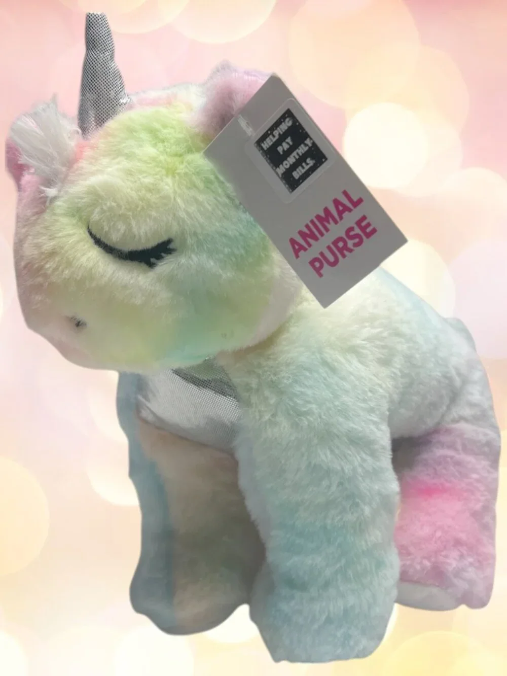 NWT Unicorn Bag Plush Stuffed Animal Purse Tie Dye Rainbow Crossbody Girls #1